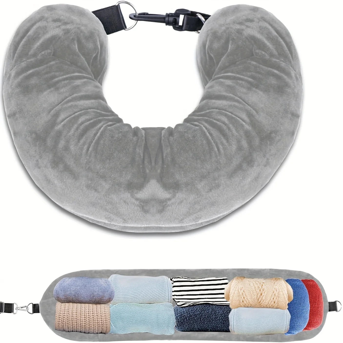 The New Travel U-Pillow Fills with Clothes and Everyday Essentials, Making It Portable, Fast and A Must-have for Flying.