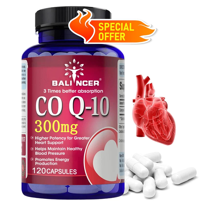 Coenzyme Q10 Capsules, 300 Mg, To Promote Cardiovascular Health and Heart Health, Provide Energy To Support Joint Health