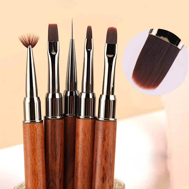 Nail Art Brush Sandalwood Lines Drawing Painting Phototherapy Gradient Sweeping Specific Pen UV Gel Liner Brush Manicure Tools