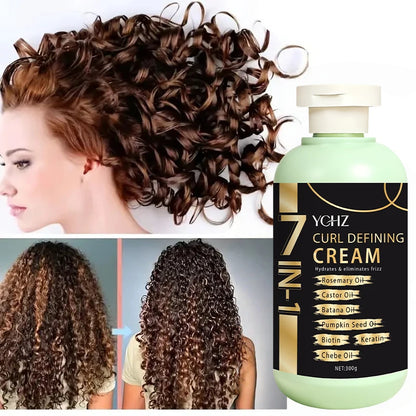 Curly Hair Care Cream, Deeply Moisturizing and Long-Lasting, Suitable for Wavy and Curly Hair, Protects Permed and Curled Hair, Enhances Cream, Suitable for All Hair Types