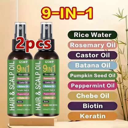 GSWP 9-in-1 Hair Oil,Tames Dryness & Breakage,deep moisturizing and smooth,heat protection, no need to wash.100ml/200ml