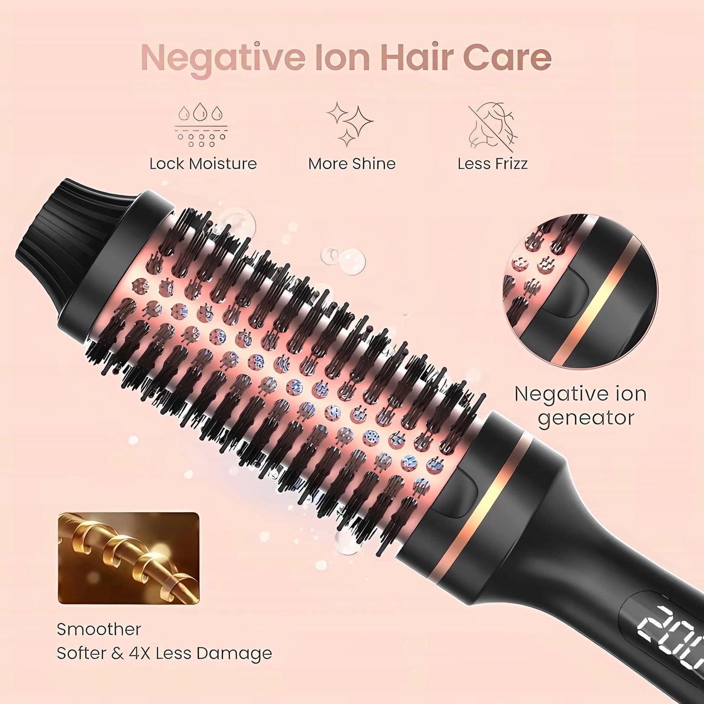 10   Hair Curler Ceramic Curling Iron Anti Scald Double PTC For Women Hot Brush Travel Fast Heating Heated Brush Thermal Brush