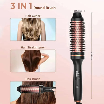 10   Hair Curler Ceramic Curling Iron Anti Scald Double PTC For Women Hot Brush Travel Fast Heating Heated Brush Thermal Brush