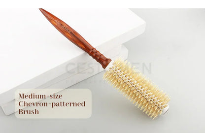 3 Size Salon Hair Curls Brush Antistatic Wooden Hair Round Brush For Hairdressing Nylon And Bamboo Fibre Barber Brushes