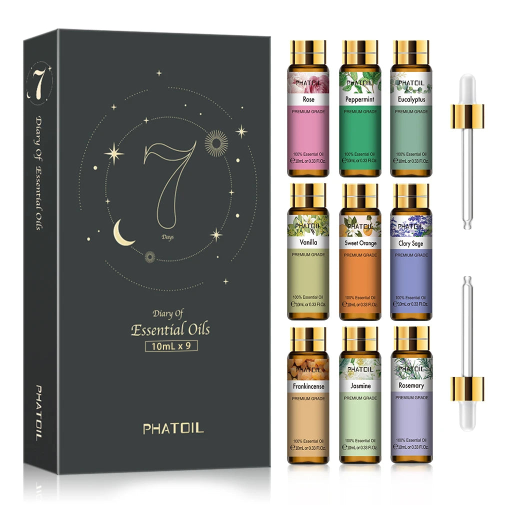 9pcs Essential Oils Set 10ml Pure Natural Gift Set Kit for HumidifIer Diffuser Candles making DIY Soap Aroma Oil for Skin Care