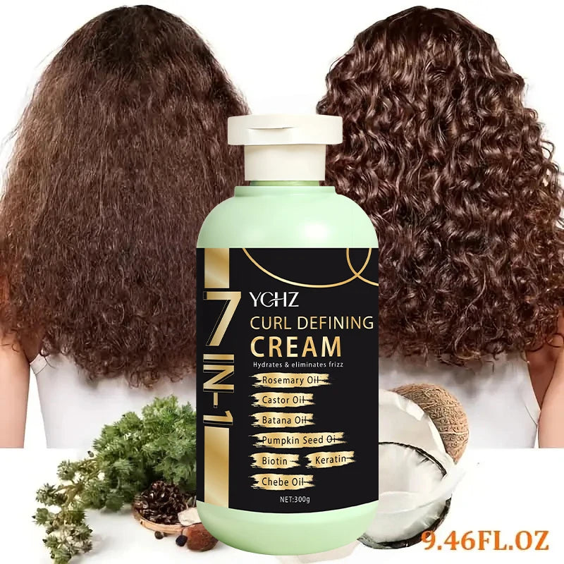 Curly Hair Care Cream, Deeply Moisturizing and Long-Lasting, Suitable for Wavy and Curly Hair, Protects Permed and Curled Hair, Enhances Cream, Suitable for All Hair Types