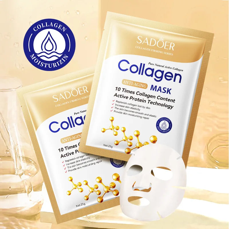 30pcs SADOER Collagen Anti-aging Face Mask Moisturizing Anti-Wrinkle Brightening skincare Sheet Facial Masks Skin Care