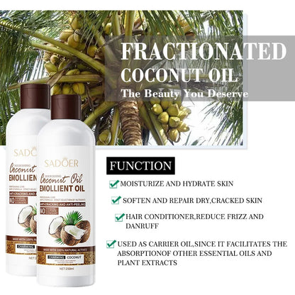 a 250ml Coconut Oil Sooth Dry Skin Lighten Fine Lines Face Massage Oil Nourishes Hair Removes Frizz Hair Care Oil Firming Body