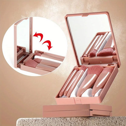 Eye Makeup Brush Set Multi Functional Soft Hair Makeup Tool with Mirror High Beauty Durable Storage Box Wreath Letter Pattern