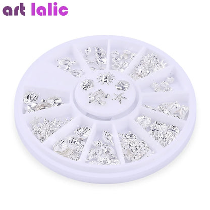 Nail Art Ocean Theme Metal 3D Studs Beads Sea Starfish Shell Jewelry for DIY Nail Tips Decoration