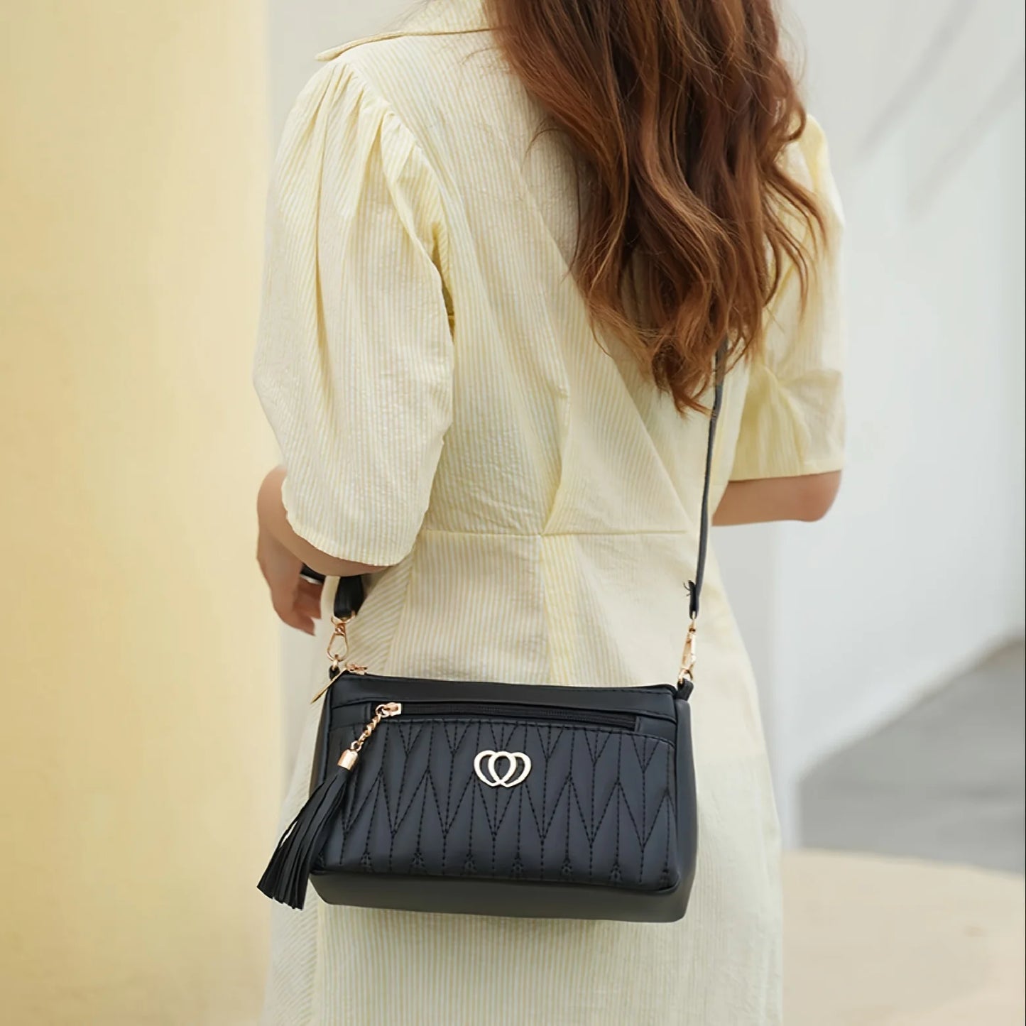 Classic Quilted Crossbody Bag for Women Vintage Synthetic Leather Shoulder Strap, Handbag & Phone Wallet for Everyday Essentials