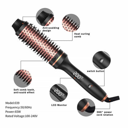 10   Hair Curler Ceramic Curling Iron Anti Scald Double PTC For Women Hot Brush Travel Fast Heating Heated Brush Thermal Brush