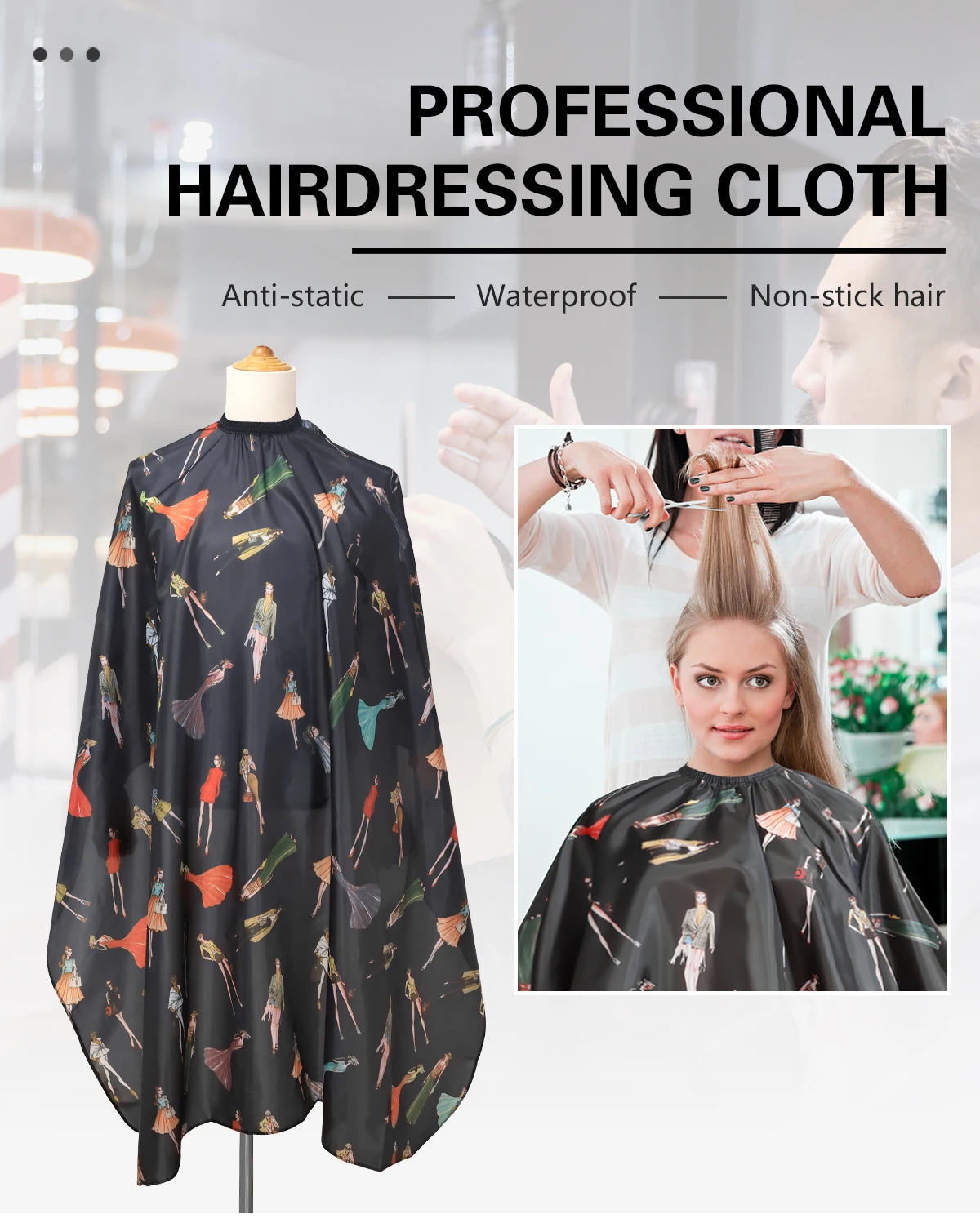 Barbershop Hairdressing Coat Waterproof Adjustable Gown Anti-static Buckle Haircut Cloth Barber Cape Tool