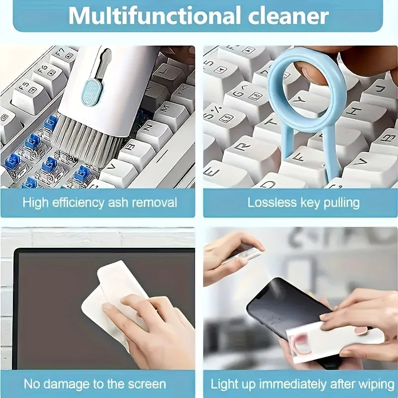 7-in-1 Portable Cleaning Kit: Keyboard, Earphone, Screen, Mini Brushes, Crevice Tool. Travel Gadget | Back to School Essentials
