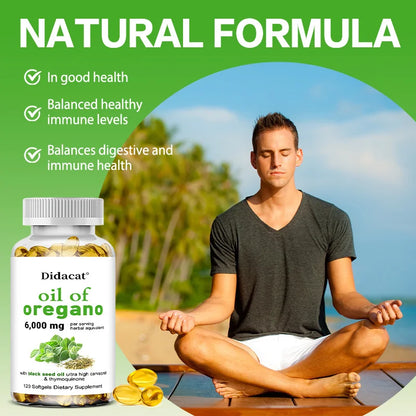 Oregano oil softgels for intestinal health, antioxidant, digestive health, immune support