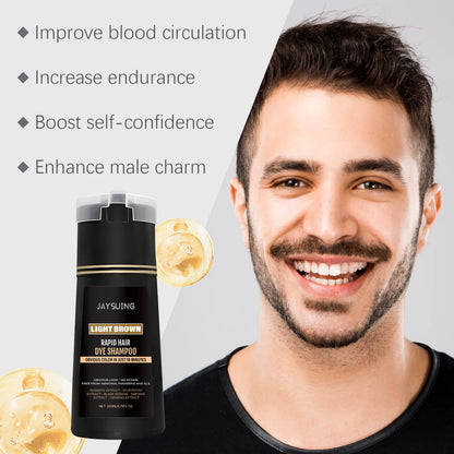 Men Hair Dye Shampoo 3 in 1 for Gray White Hair Coverage Natural Herbal Ingredient Brown Hair Coloring Black Beard Color Shampoo