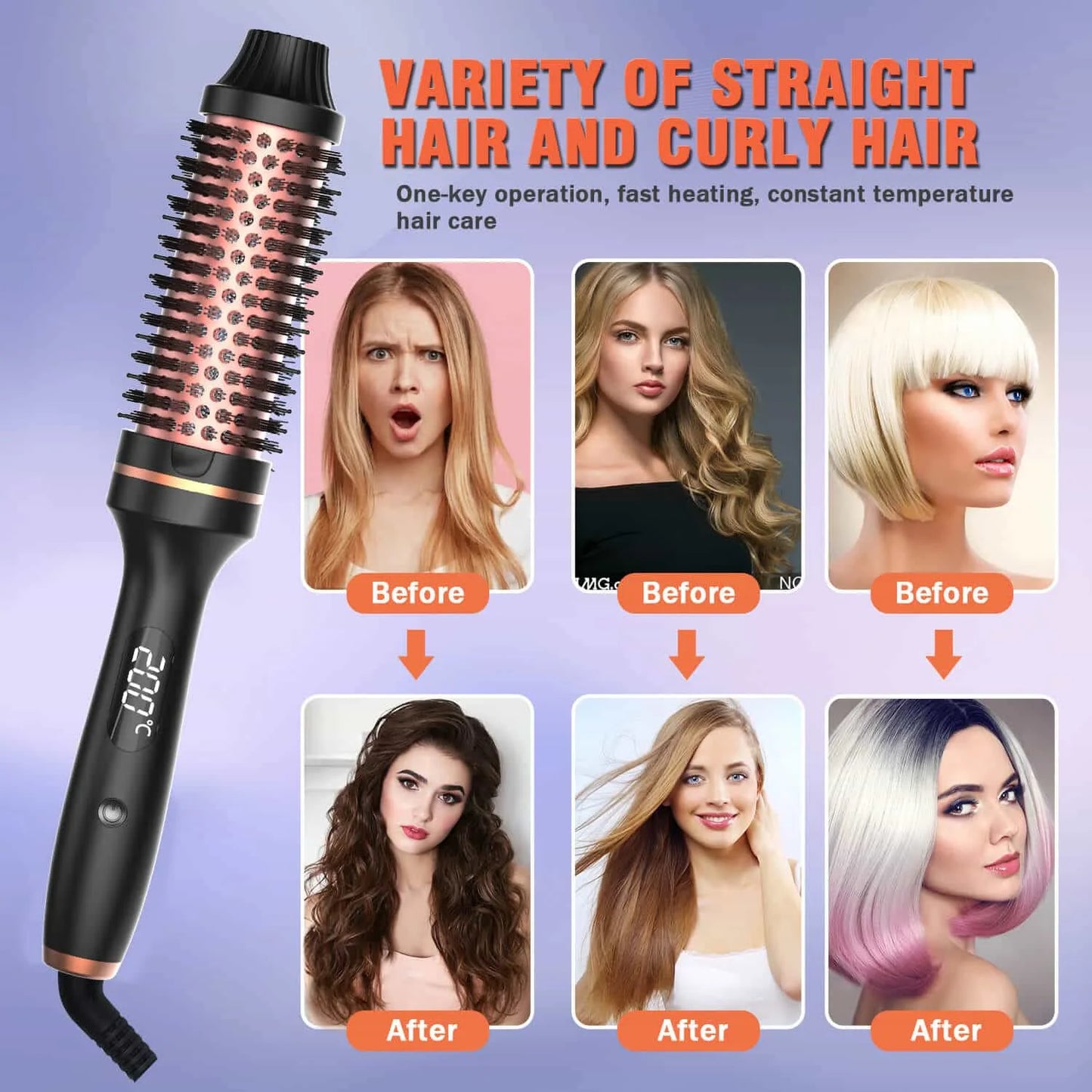 10   Hair Curler Ceramic Curling Iron Anti Scald Double PTC For Women Hot Brush Travel Fast Heating Heated Brush Thermal Brush
