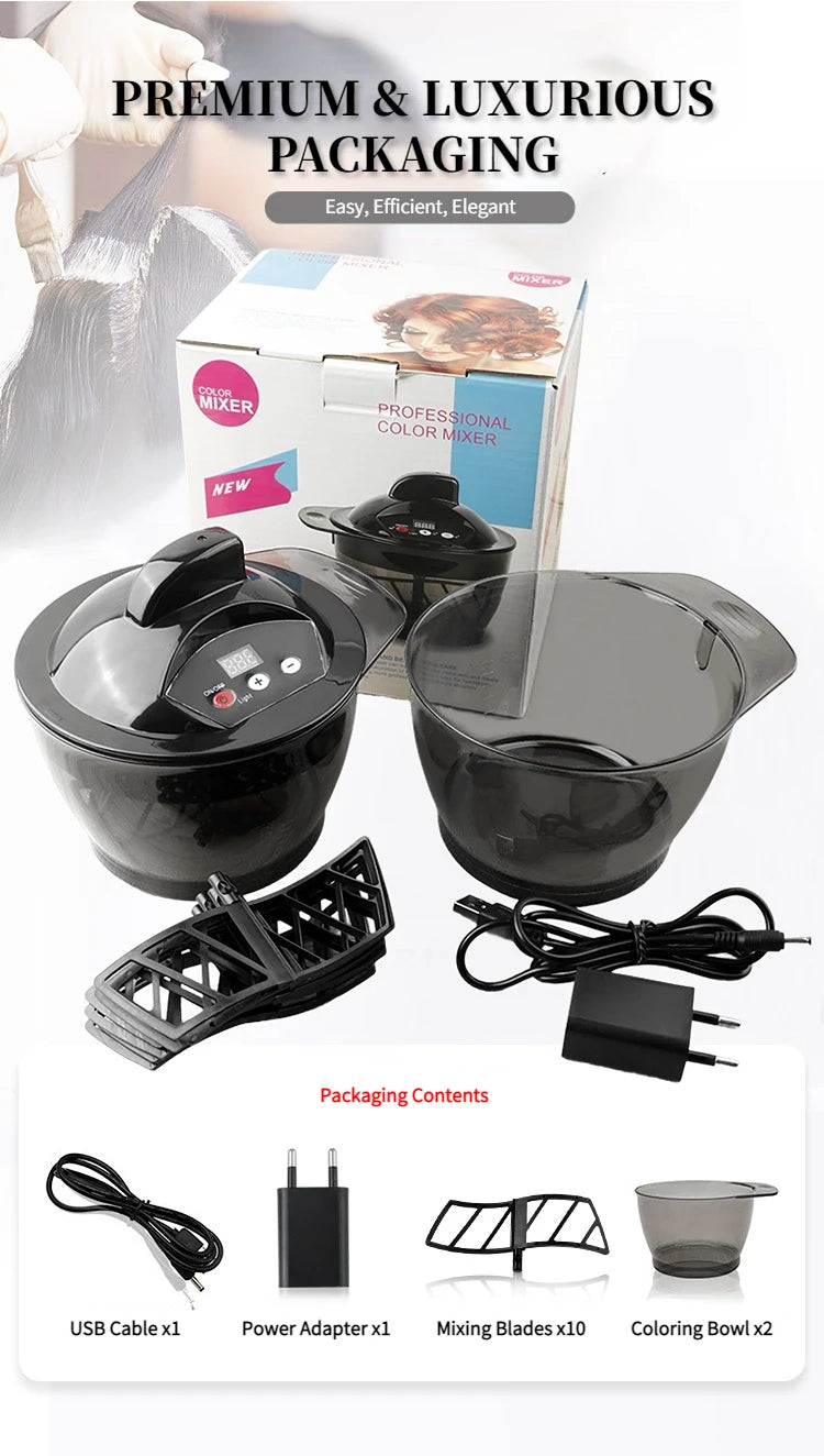 Professional Hair Color Dyeing Electric Hair Coloring Automatic Mixer Hairs Color Cream Mixing Bowl Hairdressing Dyeing Stirrer