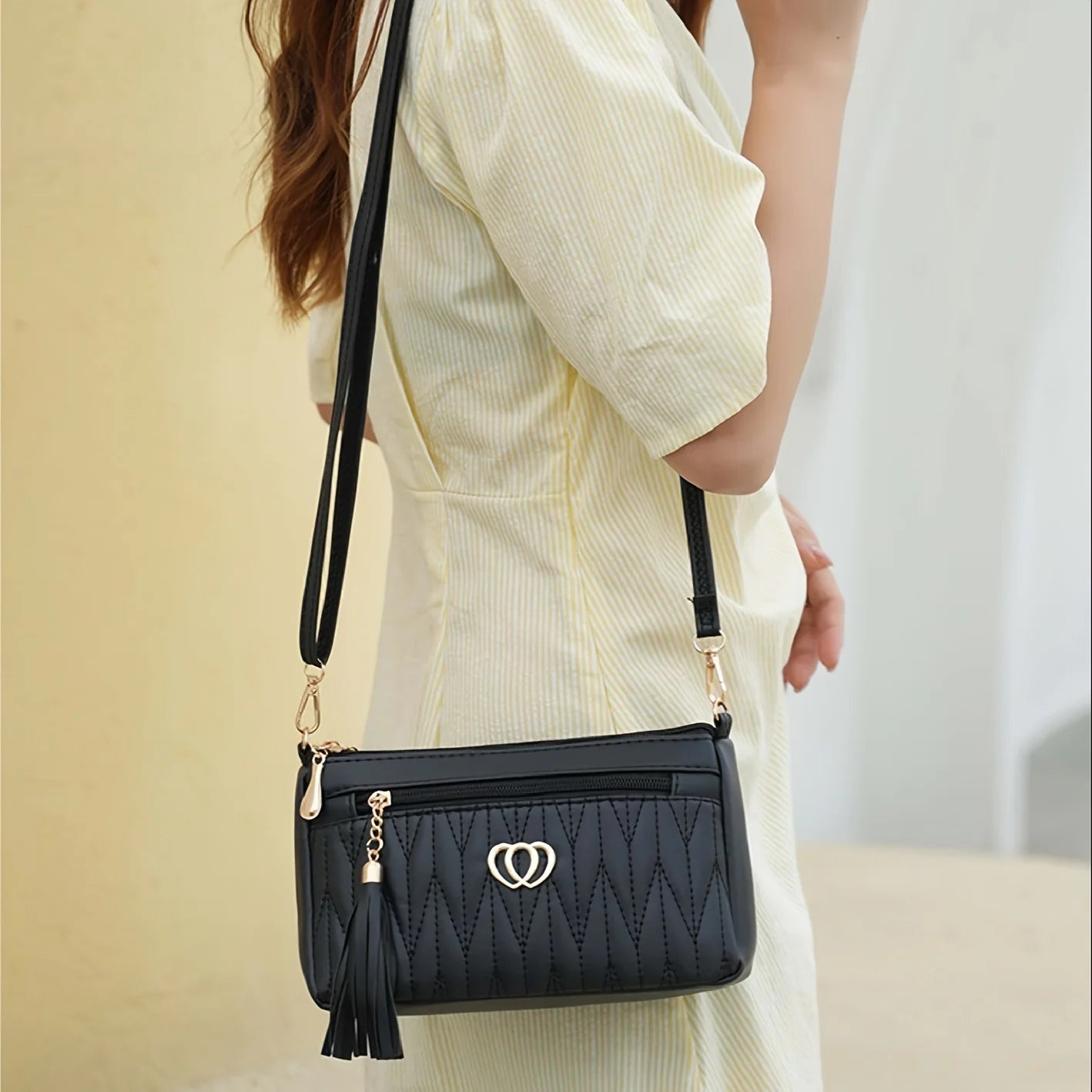 Classic Quilted Crossbody Bag for Women Vintage Synthetic Leather Shoulder Strap, Handbag & Phone Wallet for Everyday Essentials