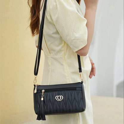 Classic Quilted Crossbody Bag for Women Vintage Synthetic Leather Shoulder Strap, Handbag & Phone Wallet for Everyday Essentials