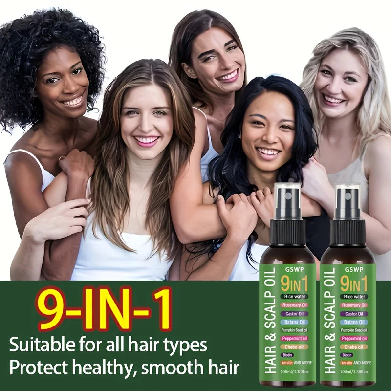 GSWP 9-in-1 Hair Oil,Tames Dryness & Breakage,deep moisturizing and smooth,heat protection, no need to wash.100ml/200ml