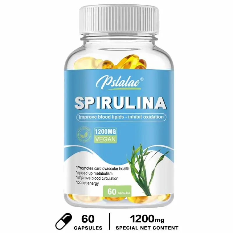 Organic Spirulina Capsules - Cardiovascular Health Eye &Brain Health, Antioxidant