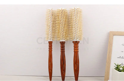 3 Size Salon Hair Curls Brush Antistatic Wooden Hair Round Brush For Hairdressing Nylon And Bamboo Fibre Barber Brushes
